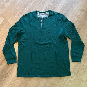 George Men's Teal Long Sleeve Waffle Henley Shirt 2XLT